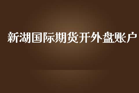 新湖国际期货开外盘账户