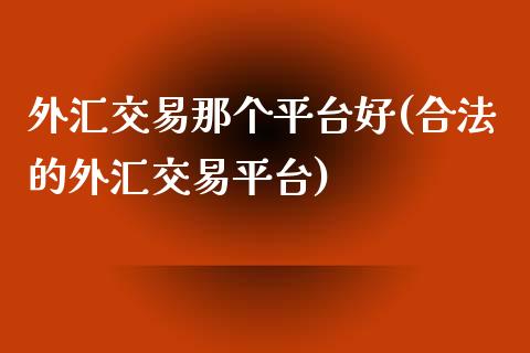 外汇交易那个平台好(合法的外汇交易平台)