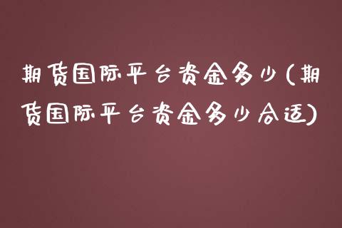 期货国际平台资金多少(期货国际平台资金多少合适)