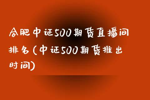 合肥中证500期货直播间排名(中证500期货推出时间)