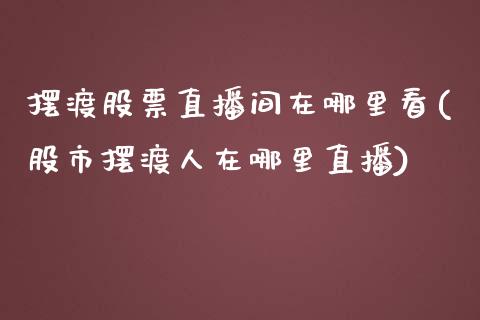 摆渡股票直播间在哪里看(股市摆渡人在哪里直播)