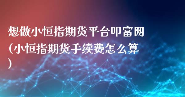 想做小恒指期货平台叩富网(小恒指期货手续费怎么算)