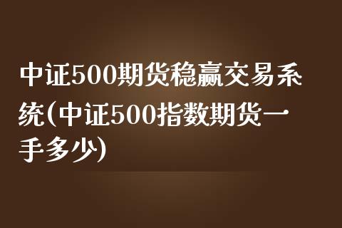 中证500期货稳赢交易系统(中证500指数期货一手多少)