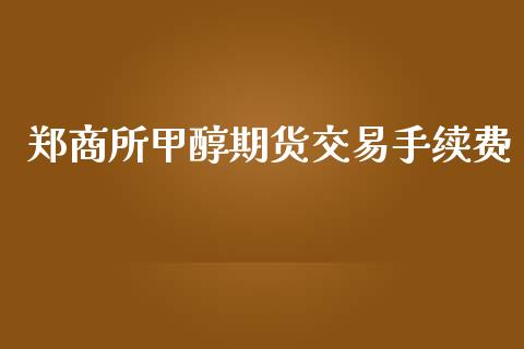 郑商所甲醇期货交易手续费