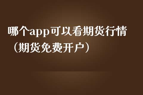 哪个app可以看期货行情（期货免费开户）