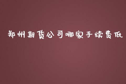 郑州期货公司哪家手续费低