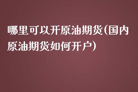 哪里可以开原油期货(国内原油期货如何开户)