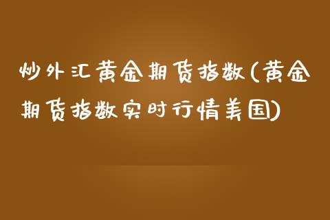 炒外汇黄金期货指数(黄金期货指数实时行情美国)