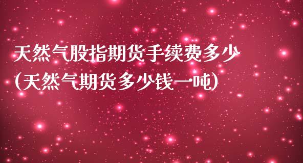 天然气股指期货手续费多少(天然气期货多少钱一吨)