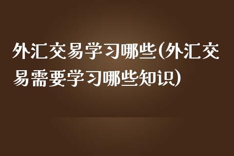 外汇交易学习哪些(外汇交易需要学习哪些知识)