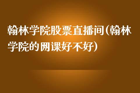 翰林学院股票直播间(翰林学院的网课好不好)