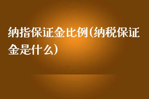 纳指保证金比例(纳税保证金是什么)