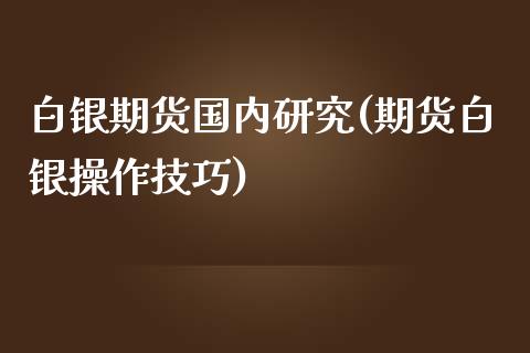 白银期货国内研究(期货白银操作技巧)