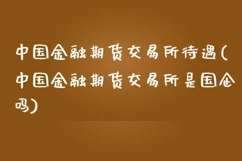 中国金融期货交易所待遇(中国金融期货交易所是国企吗)