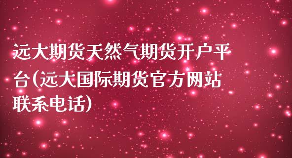 远大期货天然气期货开户平台(远大国际期货官方网站联系电话)