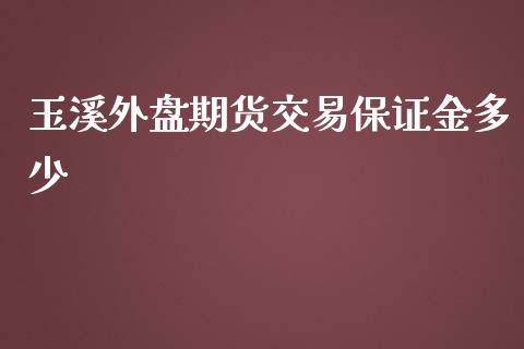 玉溪外盘期货交易保证金多少