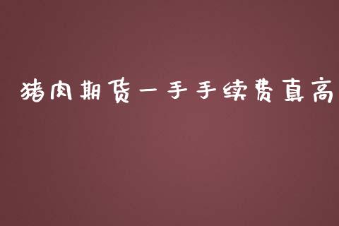 猪肉期货一手手续费真高