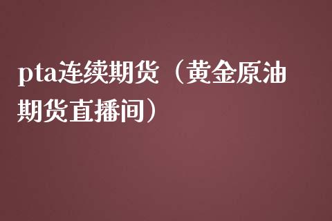 pta连续期货（黄金原油期货直播间）