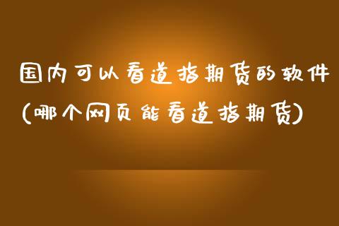 国内可以看道指期货的软件(哪个网页能看道指期货)