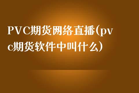 PVC期货网络直播(pvc期货软件中叫什么)