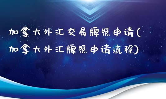 加拿大外汇交易牌照申请(加拿大外汇牌照申请流程)