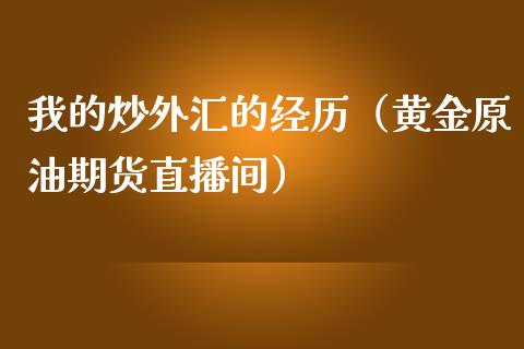 我的炒外汇的经历（黄金原油期货直播间）