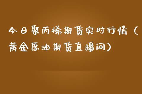 今日聚丙烯期货实时行情（黄金原油期货直播间）