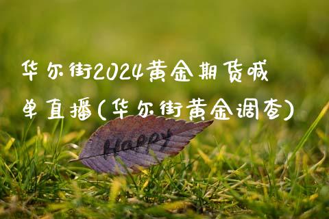 华尔街2024黄金期货喊单直播(华尔街黄金调查)