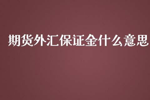 期货外汇保证金什么意思