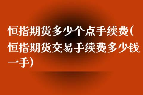 恒指期货多少个点手续费(恒指期货交易手续费多少钱一手)