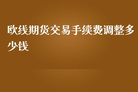 欧线期货交易手续费调整多少钱